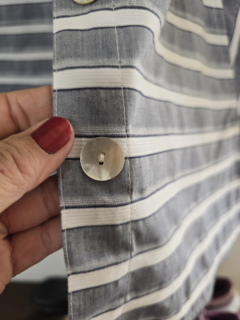 John Mark Blue and White Striped Button Shirt - Picture 5 of 13